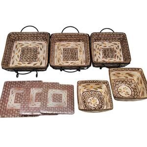 Temptations by Tara Old World Brown Cookware 11 Piece Set Bakeware Rack Bowl Set